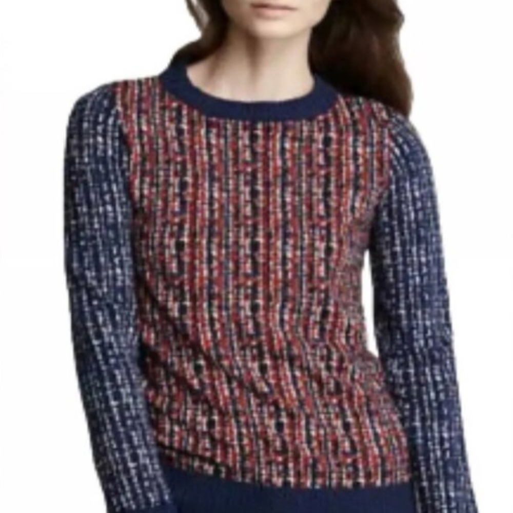 Tory Burch Navy and Red Knit Sweater